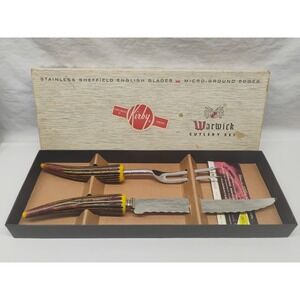 Vtg Regent Sheffield Warwick Cutlery Set Carving Knife & Fork Kirby Company Gift